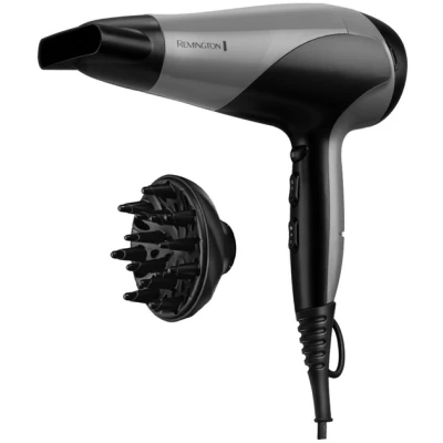 Фен Remington Ionic Dry, 2200Вт, 3 режими, дифузор,турмалинова іоніз-я, хол. обдув, сіро-чорний D3190S