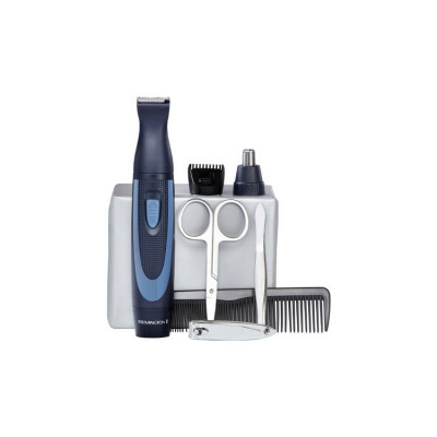 Тример для волосся Remington TRAVEL KIT, для бороди, вусів, носа та вух, насадок-3, чохол, гребінець, пінцет, кусачки, ножиці, сталь, чорно-синій NE3890