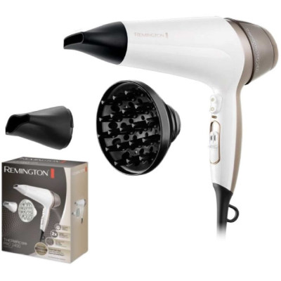 Фен Remington Thermacare Pro, 2200Вт, 3 режими, дифузор, іоніз-я, хол. обдування, турбо режим, біло-коричневий D5720