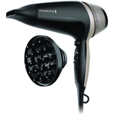 Фен Remington Thermacare Pro, 2100Вт, 3 режими, дифузор, турмалінова іоніз-я, хол. обдув, чорно-коричневий D5715