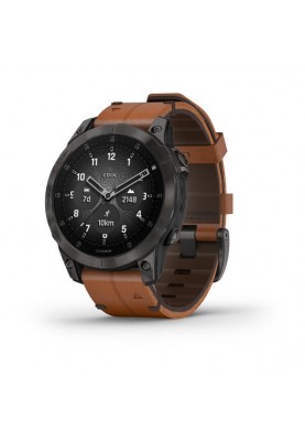 Смарт-годинник Garmin Epix (Gen 2) Sapphire-B. Titanium w. Chestnut L. Band (010-02582-30)