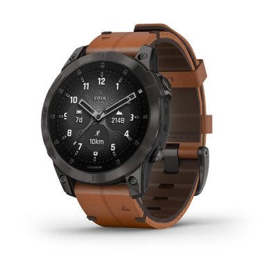 Смарт-годинник Garmin Epix (Gen 2) Sapphire-B. Titanium w. Chestnut L. Band (010-02582-30)