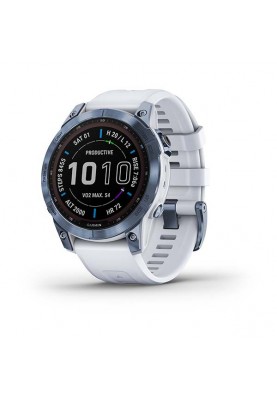 Смарт-годинник Garmin Fenix 7 Sapphire Solar Mineral Blue DLC Titanium with Whitestone Band (010-02540-24/25)