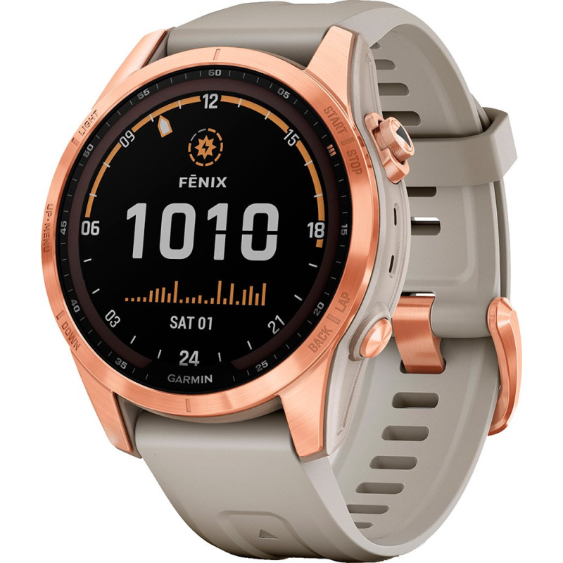 Смарт-годинник Garmin Fenix 7S Solar Rose Gold with Light Sand Band (010-02539-10/11)