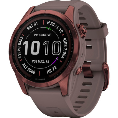 Смарт-годинник Garmin Fenix 7S Sapphire Solar Dark Bronze Titanium w. Shale G. Band (010-02539-28/29)