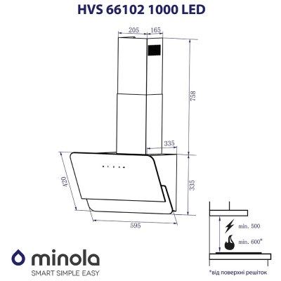 Витяжка похила Minola HVS 66102 BL 1000 LED