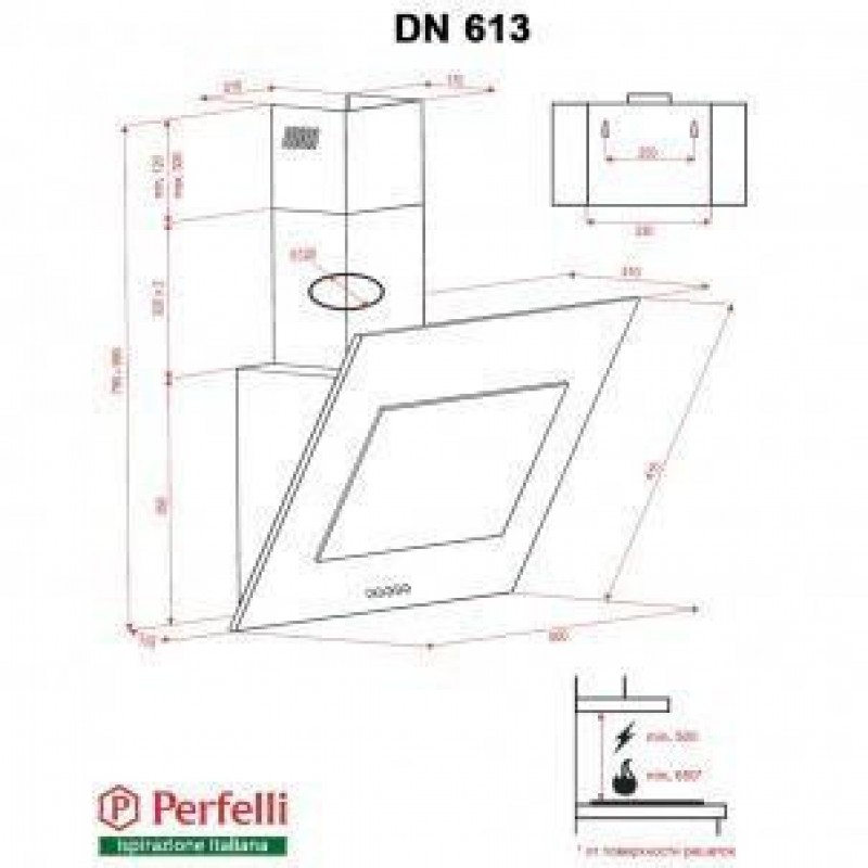 Похила витяжка Perfelli DN 613 BL