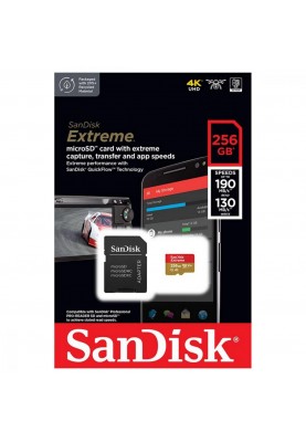 Карта пам'яті SanDisk 256 GB microSDXC UHS-I U3 V30 A2 Extreme (SDSQXAV-256G-GN6MA)