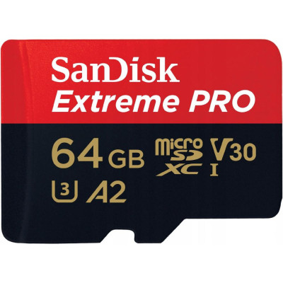 Карта пам'яті SanDisk 64 GB microSDXC UHS-I U3 Extreme Pro + SD Adapter SDSQXCU-064G-GN6MA