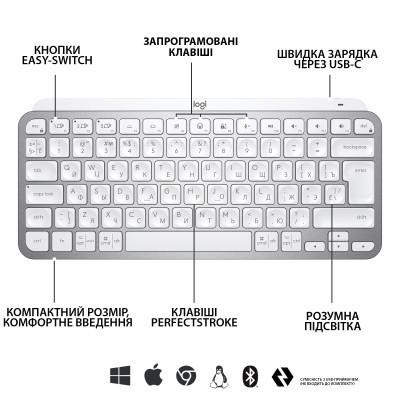 Клавіатура Logitech MX Keys Mini Minimalist US Pale Grey (920-010499) Клавіатура Logitech MX Keys Mini Minimalist US Pale Grey (920-010499)