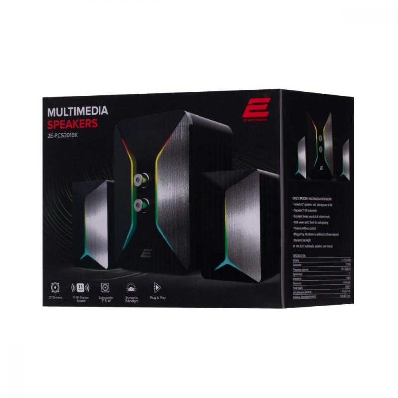 Колонки для комп'ютера 2E PCS301 RGB 2.1 USB Black (2E-PCS301BK)