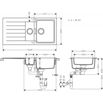 Кухонна мийка Hansgrohe S52 S520-F530 43357170 Кухонна мийка Hansgrohe S52 S520-F530 43357170