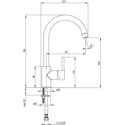 Змішувач для кухонного миття Deante Low Pressure BEZ_062H