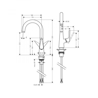 Змішувач для кухонного миття Hansgrohe Talis S 72814000