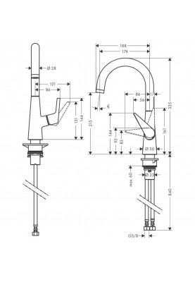 Змішувач для кухонного миття Hansgrohe Talis S 72814000