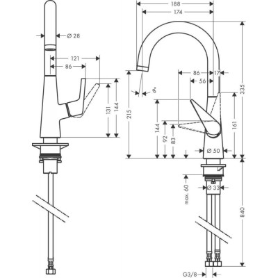 Змішувач для кухонного миття Hansgrohe Talis S 72814000