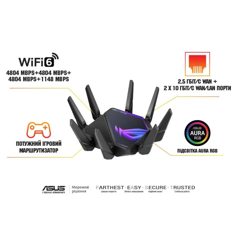 Бездротовий маршрутизатор (роутер) ASUS ROG Rapture GT-AXE16000 (90IG06W0-MU2A10)