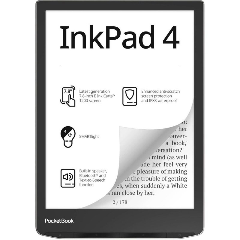 Електронна книга з підсвічуванням PocketBook 743G InkPad 4, Stundust Silver (PB743G-U-CIS)