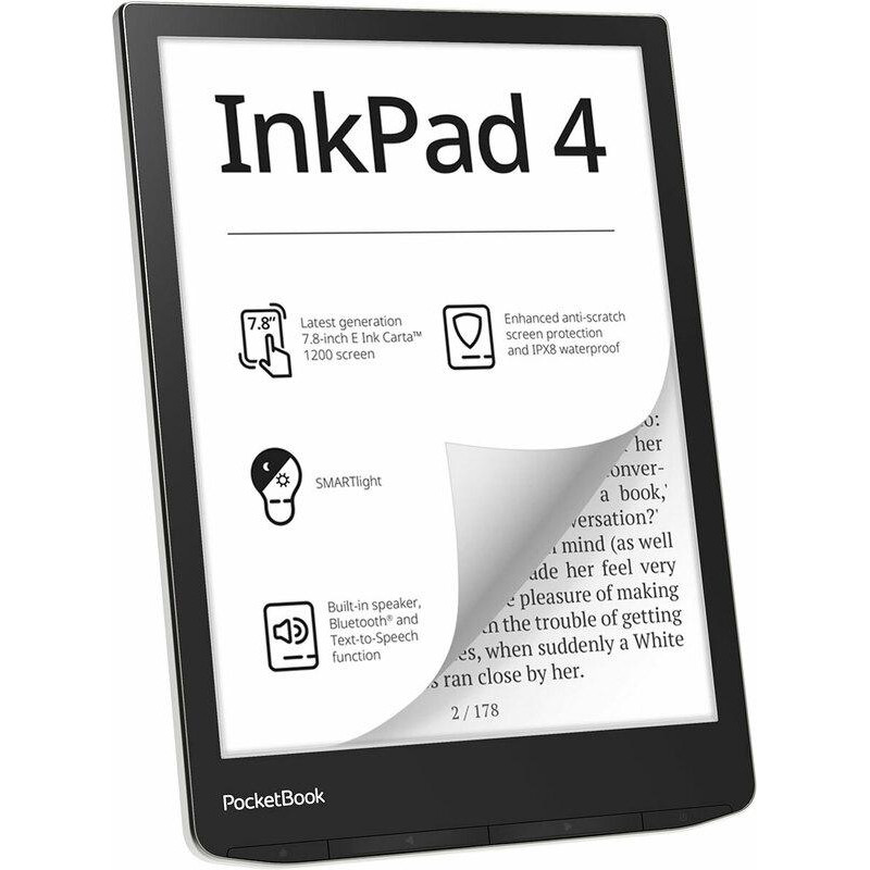 Електронна книга з підсвічуванням PocketBook 743G InkPad 4, Stundust Silver (PB743G-U-CIS)