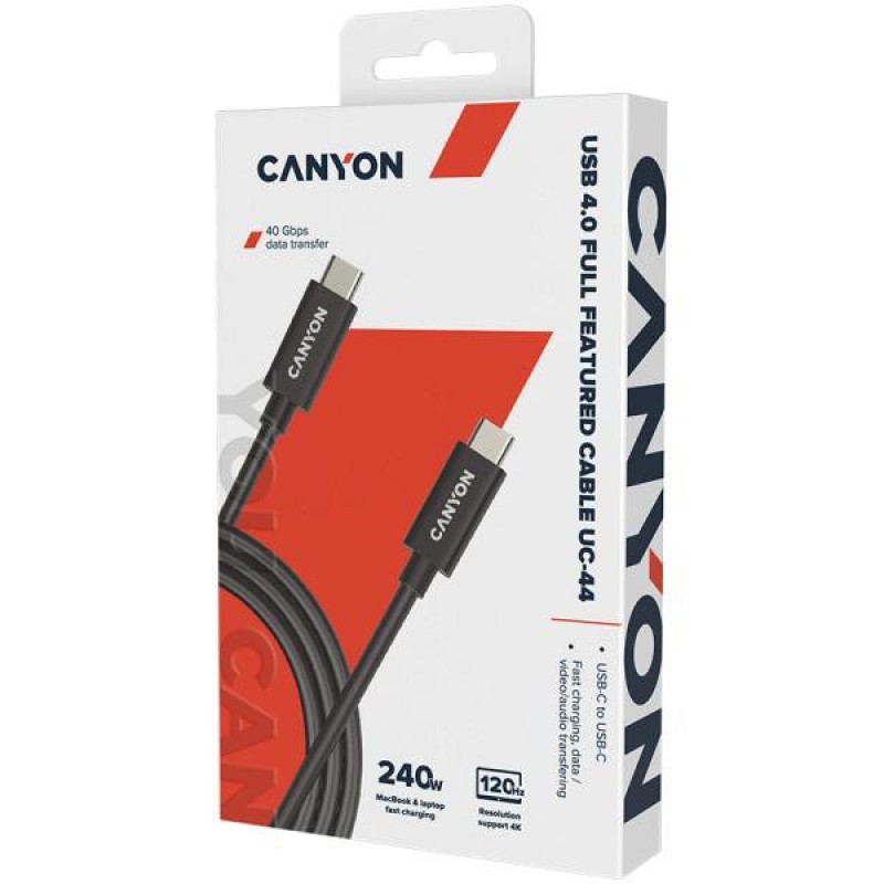 Кабель USB Type-C Canyon UC-44 Type-C to Type-C 1m Black (CNS-USBC44B)