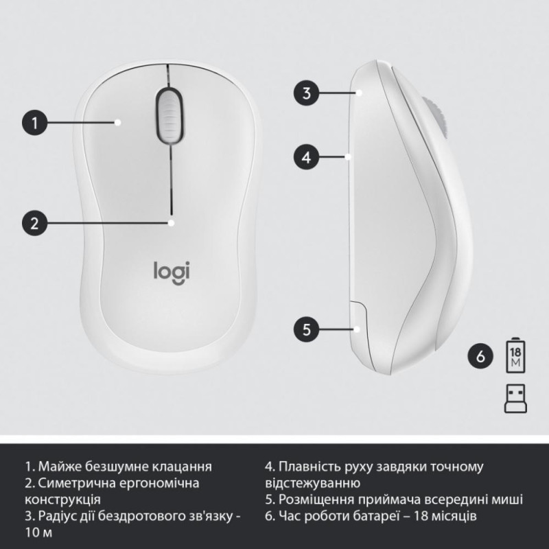 Комплект (клавіатура + миша) Logitech MK295 Silent Off-White UA (920-009824)