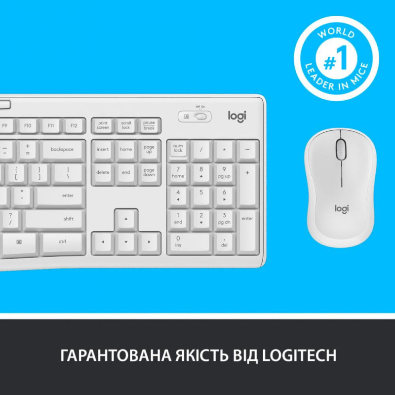 Комплект (клавіатура + миша) Logitech MK295 Silent Off-White UA (920-009824)