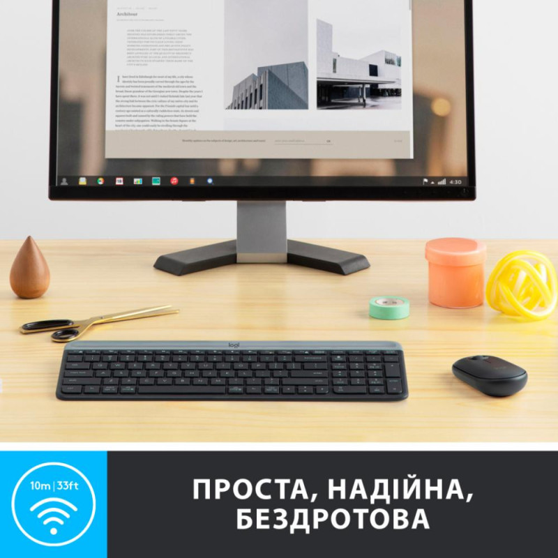 Комплект (клавіатура + миша) Logitech MK470 Wireless Slim Graphite UA (920-009204)