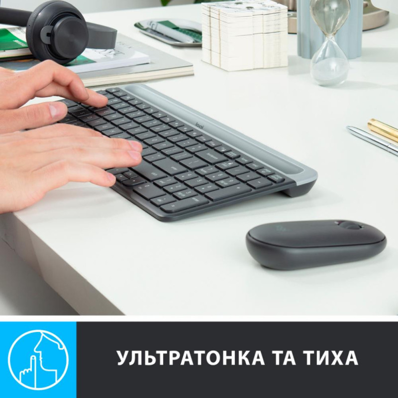 Комплект (клавіатура + миша) Logitech MK470 Wireless Slim Graphite UA (920-009204)