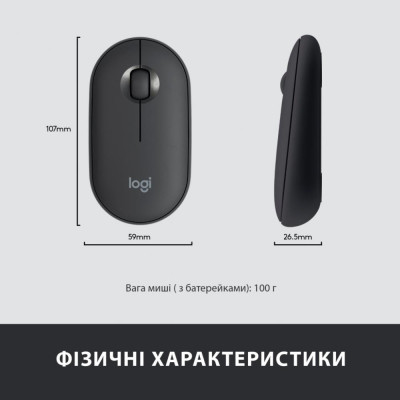 Комплект (клавіатура + миша) Logitech MK470 Wireless Slim Graphite UA (920-009204)
