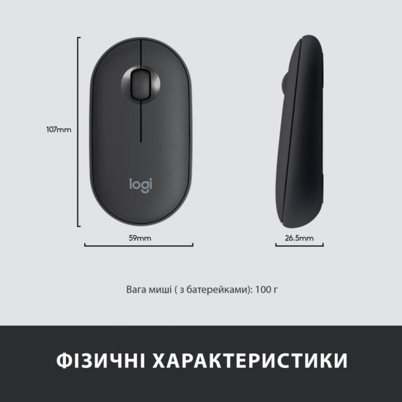 Комплект (клавіатура + миша) Logitech MK470 Wireless Slim Graphite UA (920-009204)