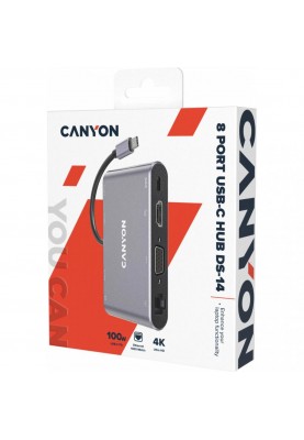 Мультипортовий адаптер Canyon 8 port USB-C Hub DS-14 (CNS-TDS14)