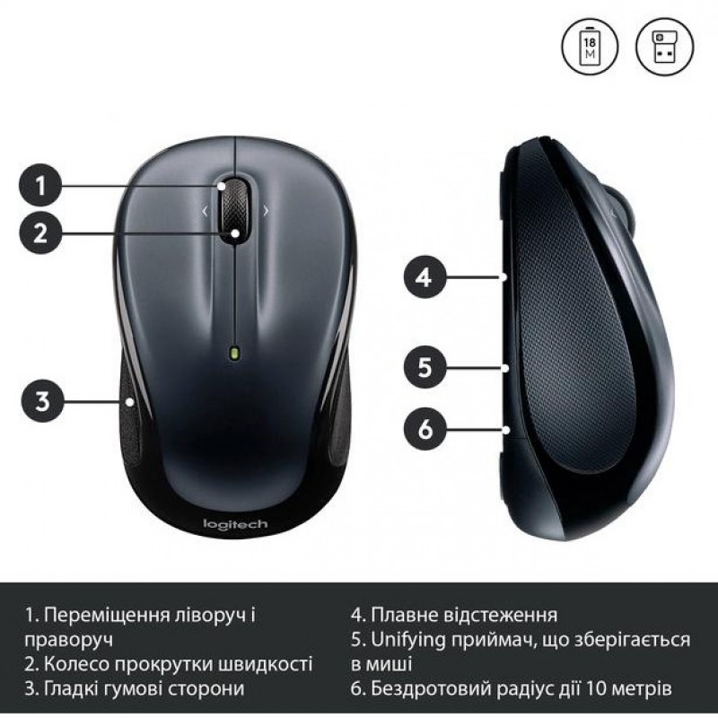 Миша Logitech M325s Dark Silver (910-006812)