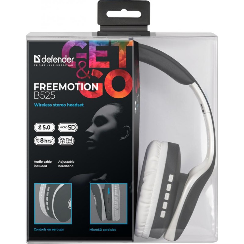 Навушники із мікрофоном Defender FreeMotion B525 Gray-White (63527)