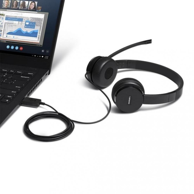 Навушники із мікрофоном Lenovo 100 Stereo USB Headset Black (4XD0X88524)