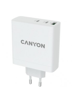 Зарядний пристрій Canyon H-140-01 GaN PD 140W QC 3.0 30W White (CND-CHA140W01)