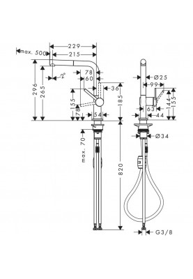 Змішувач для кухонного миття Hansgrohe Talis M54 270 1jet 72808670