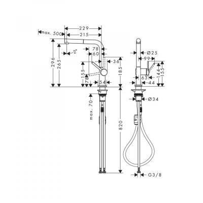 Змішувач для кухонного миття Hansgrohe Talis M54 270 1jet 72808670