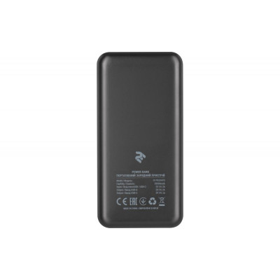 Зовнішній акумулятор (павербанк) 2E 20000mAh, PD+QC 3.0 18W, black (2E-PB2004PD-BLACK)