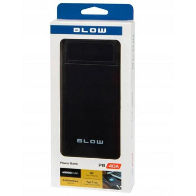 Зовнішній акумулятор (павербанк) BLOW 40000 mAh USB-C 2xUSB Black (PB40AB)