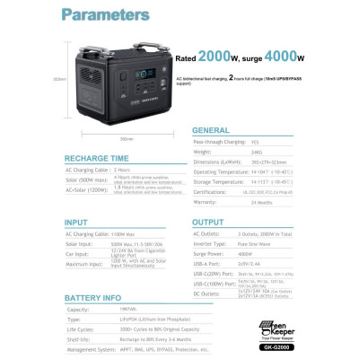 Зарядна станція Green Keeper GK-G2000