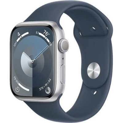 Смарт-годинник Apple Watch Series 9 GPS 45mm Silver Alu. Case w. Storm Blue S. Band - M/L (MR9E3)