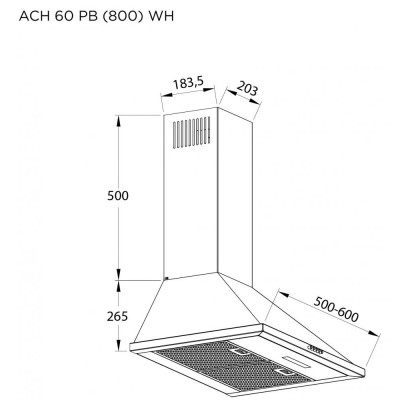 Витяжка купольна Pyramida ACH 60 PB (800) WH
