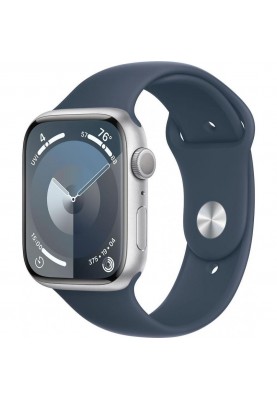 Смарт-годинник Apple Watch Series 9 GPS 45mm Silver Aluminum Case w. Storm Blue Sport Band - S/M (MR9D3)