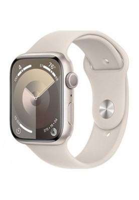 Смарт-годинник Apple Watch Series 9 GPS 45mm Starlight Aluminum Case w. Starlight Sport Band - S/M (MR963)