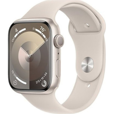 Смарт-годинник Apple Watch Series 9 GPS 45mm Starlight Aluminum Case w. Starlight Sport Band - S/M (MR963)