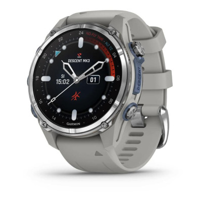 Смарт-годинник Garmin Descent Mk3 43 mm Stainless Steel with Fog Gray Silicone Band (010-02753-04/03