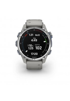 Смарт-годинник Garmin Descent Mk3 43 mm Stainless Steel with Fog Gray Silicone Band (010-02753-04/03