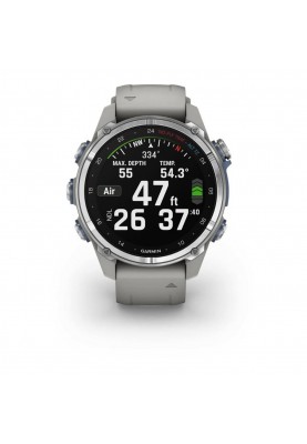 Смарт-годинник Garmin Descent Mk3 43 mm Stainless Steel with Fog Gray Silicone Band (010-02753-04/03