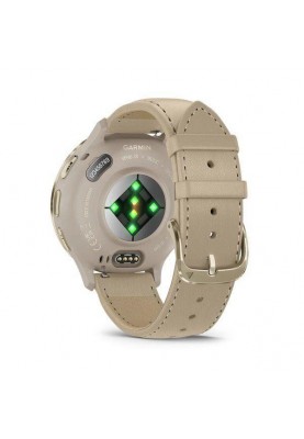 Смарт-годинник Garmin Venu 3S Soft Gold S. Steel Bezel w. French Gray Case and Leather Band (010-02785-55)