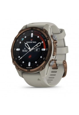 Спортивний годинник Garmin Descen Mk3i – 43 mm Bronze PVD Titanium with French Gray Silicone Band (010-02753-13/14)